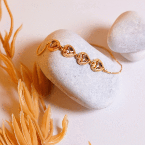 Heart Elegance Gold Plated Stone Bangle