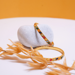 Multicolor Stone Gold Bangles
