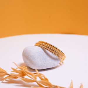 Gold Beaded Textured Bangles