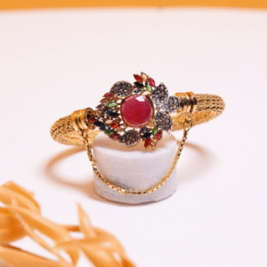 Gold Plated Ruby & Zircon Statement Kada